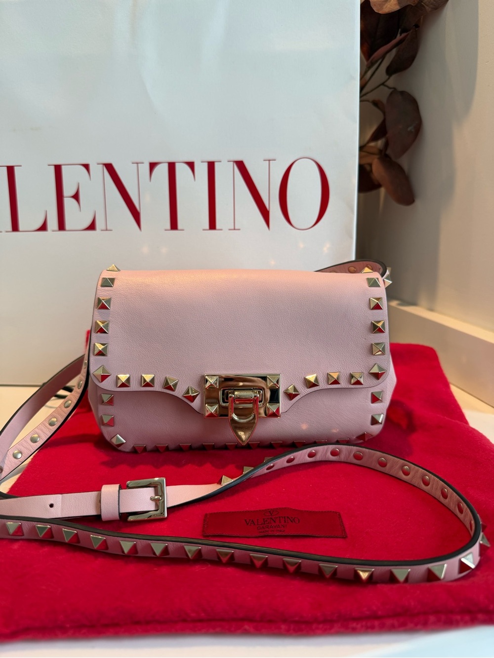 Valentino Pink Rockstud Crossbody Bag with Gold Hardware - Picture 3 of 11